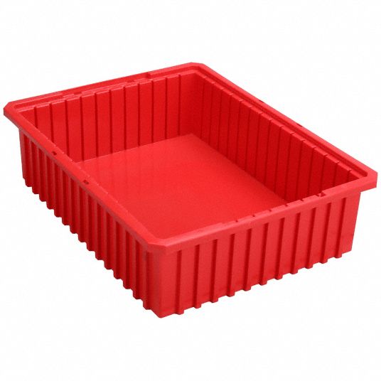 Red Large Plastic Storage Bin, Pack Of 3