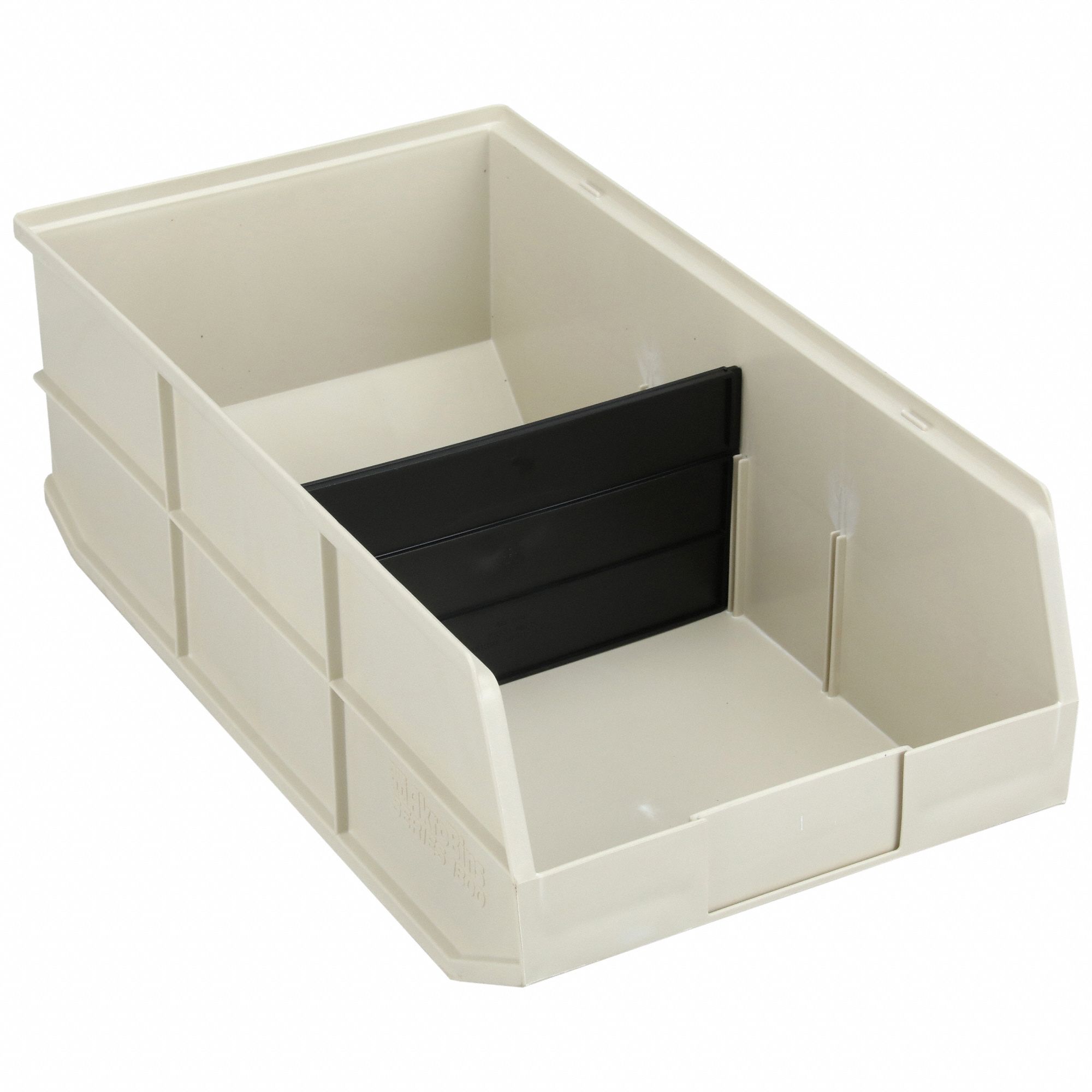 Shelf Bin: 20 1/2 in Overall Lg, 11 in x 7 in, Beige, Nesting Capable, Dividers Included