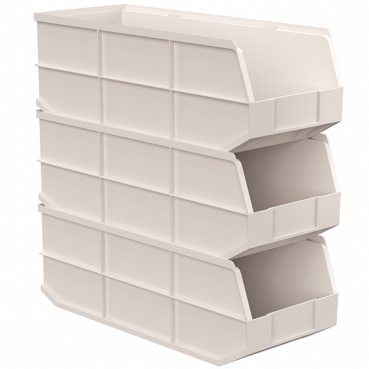 AKROMILS Shelf Bin 20 1/2 in Overall Lg, 11 in x 7 in, Beige, Nestable, Includes Dividers
