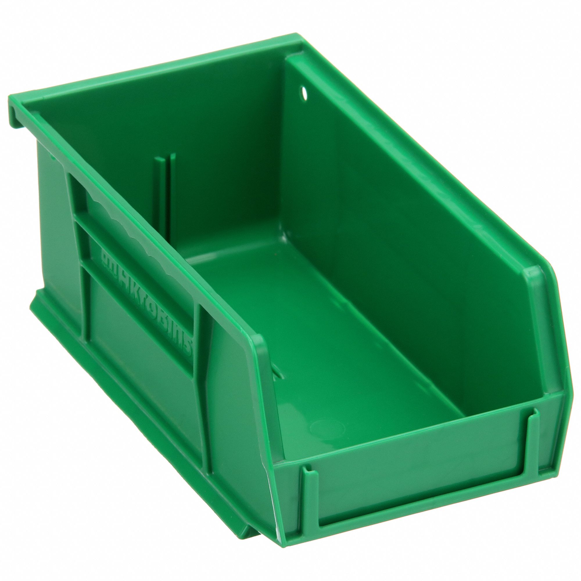 HANG AND STACK BIN, 4⅛ IN X 7⅜ IN X 3 IN, GREEN, LABEL HOLDERS, 10 LB LOAD CAPACITY