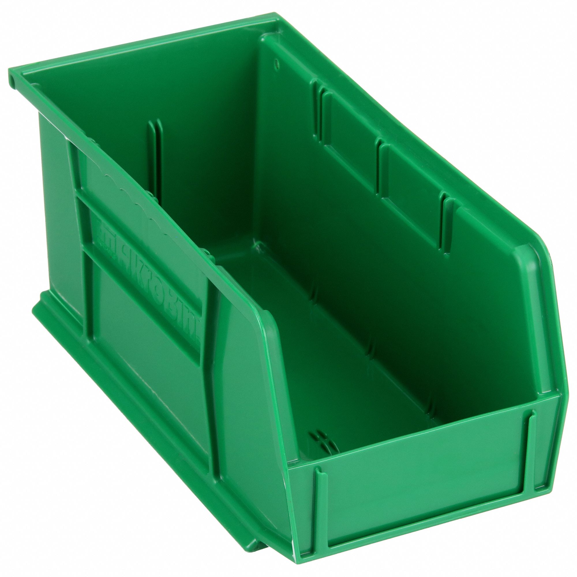 HANG AND STACK BIN, 5½ IN X 10⅞ IN X 5 IN, GREEN, LABEL HOLDERS, 30 LB LOAD CAPACITY