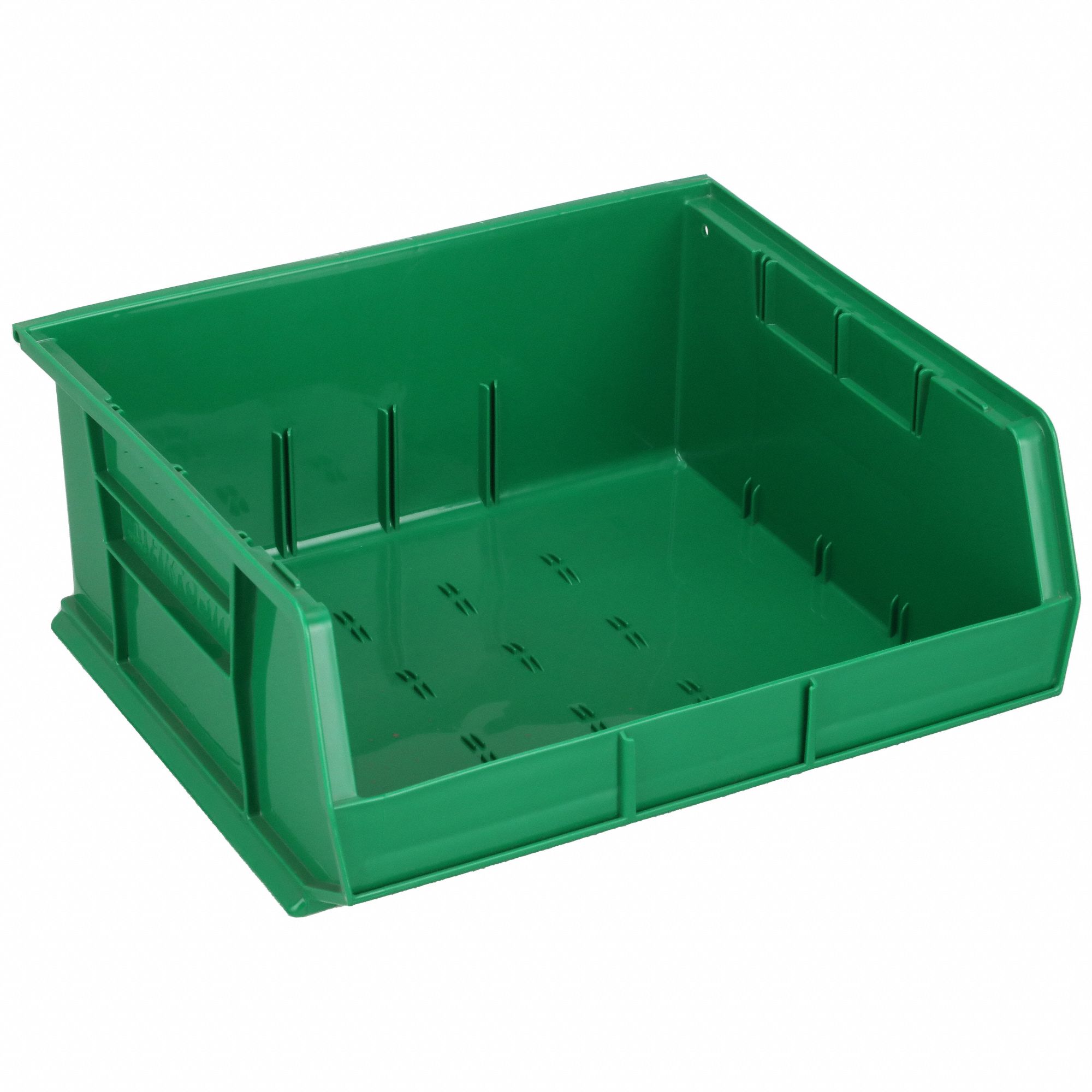 HANG AND STACK BIN, 16½ IN X 14¾ IN X 7 IN, GREEN, LABEL HOLDERS