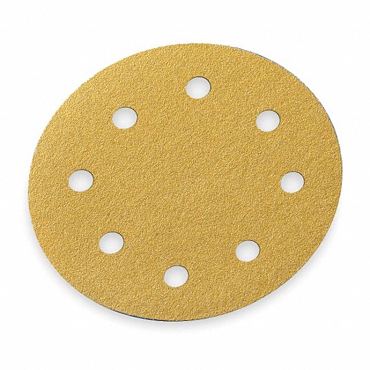 Hook-and-Loop Sanding Disc: 5 in, 60 Grit, Aluminum Oxide, Paper, 8 Hole, Coated, 4 PK