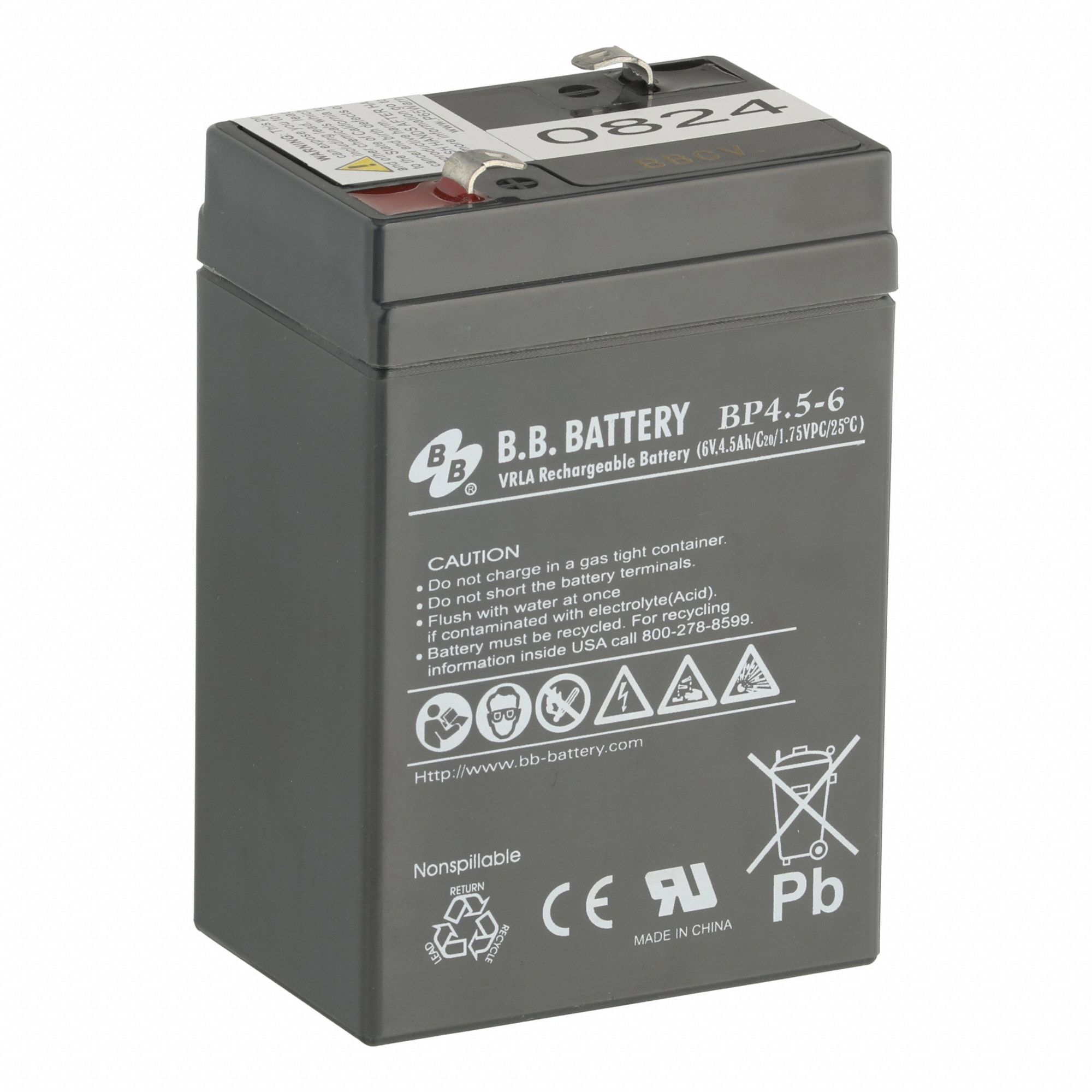 Battery Pack: Rechargeable, Proprietary Battery, Lead Acid, 6V DC, 4, 500 mAh Capacity