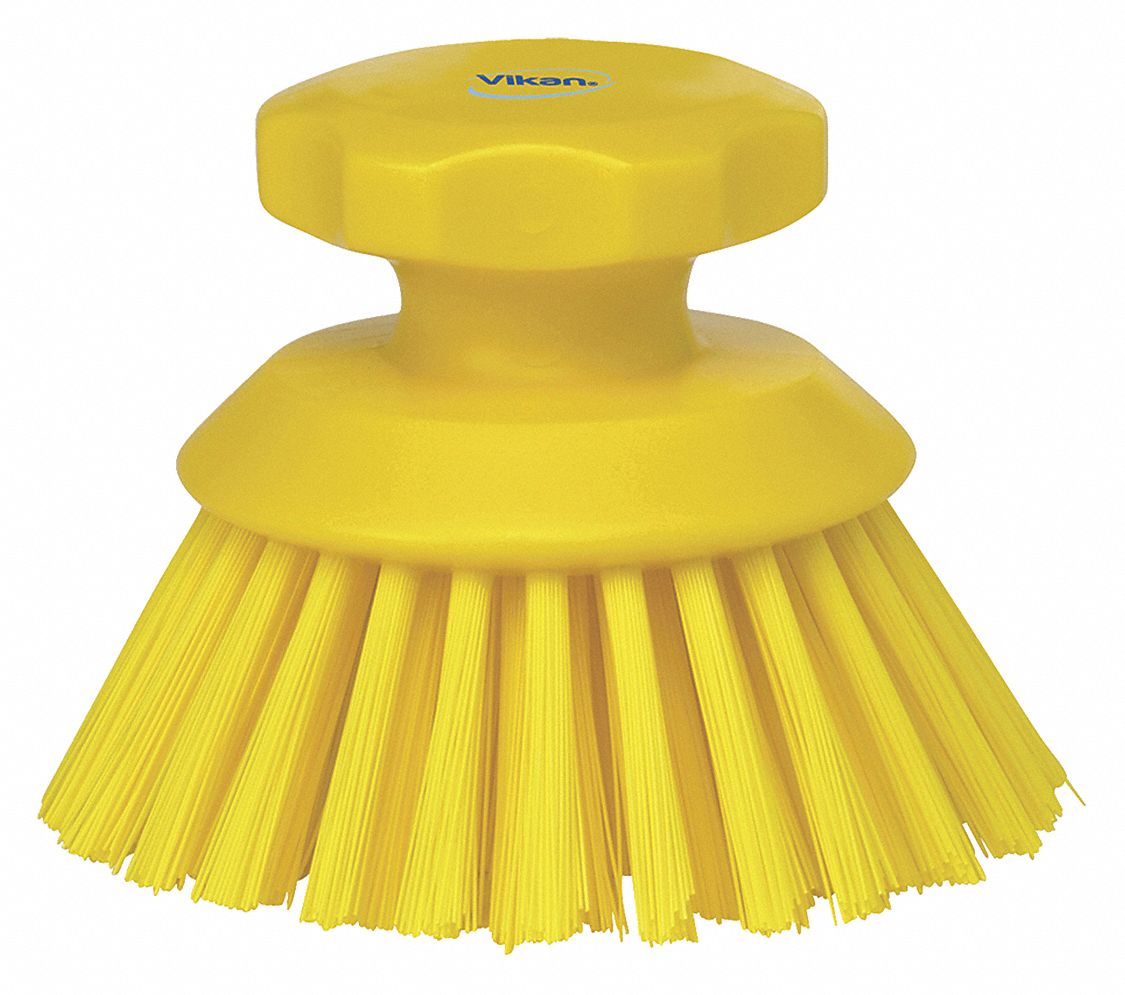 VIKAN 5 inL Polyester Short Handle Scrub Brush, Yellow 2RWD938856 Grainger