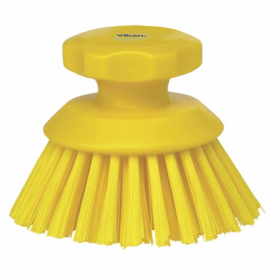 Vikan 38856 Round Hand Brush- Stiff, Yellow