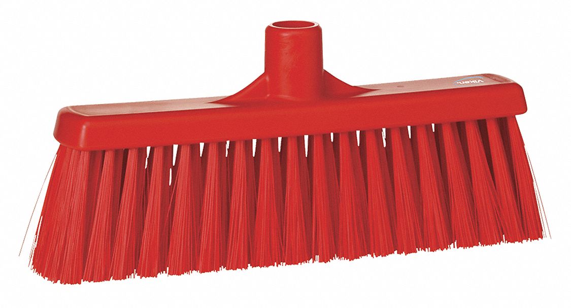 UPRIGHT BROOM W/ SOFT BRISTLES RED