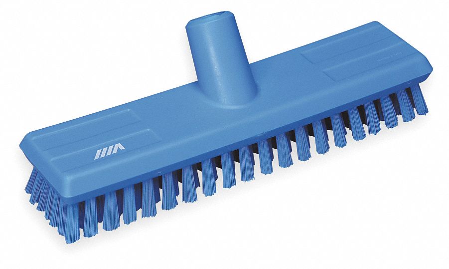 DECK BRUSH HEAD, STIFF, POLYESTER, 10¾ IN BRUSH L, 3 IN HEAD W, BLUE