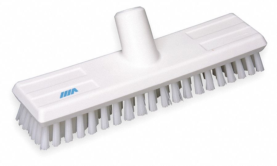 DECK BRUSH HEAD, STIFF, POLYESTER, 10¾ IN BRUSH L, 3 IN HEAD W, WHITE