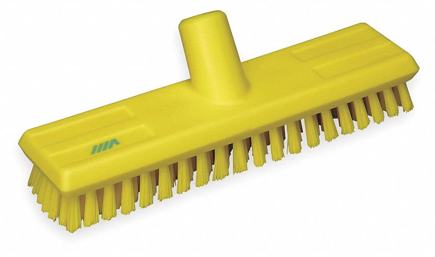 DECK BRUSH HEAD, STIFF, POLYESTER, 10¾ IN BRUSH L, 3 IN HEAD W, YELLOW