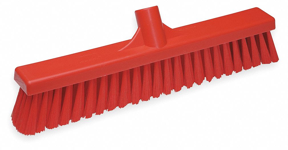 FLOOR BROOM W/ MEDIUM BRISTLES RED