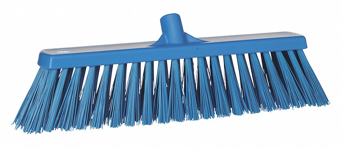 FLOOR BROOM W/ STIFF BRISTLES BLUE