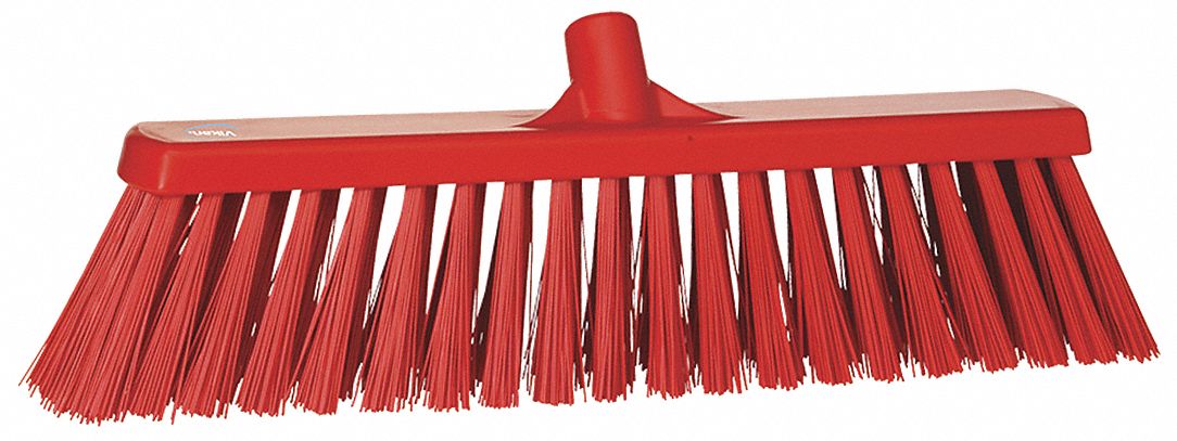 FLOOR BROOM W/ STIFF BRISTLES RED