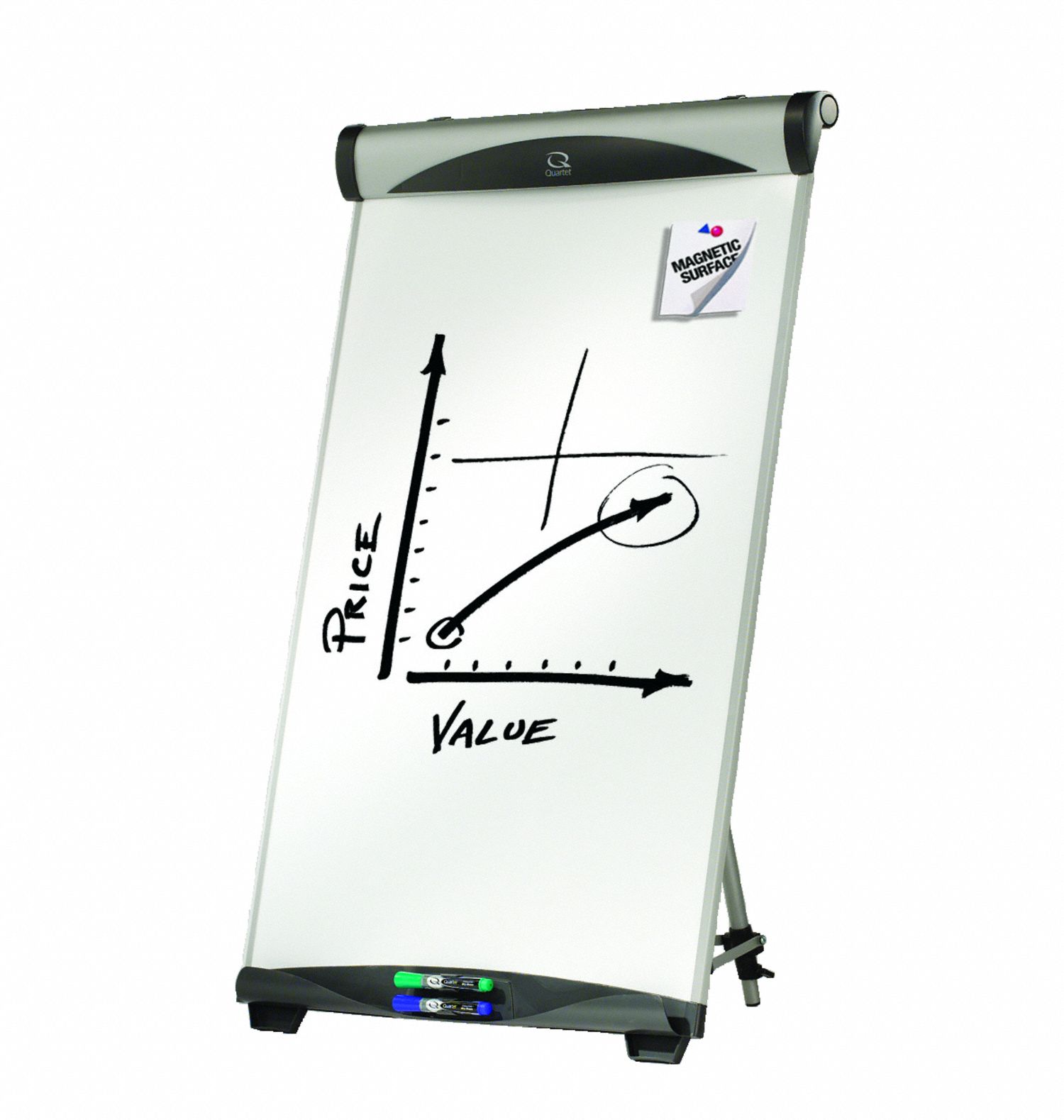 QUARTET Dry Erase Board Easel Mounted, 39 in Dry Erase Ht, 27 in Dry