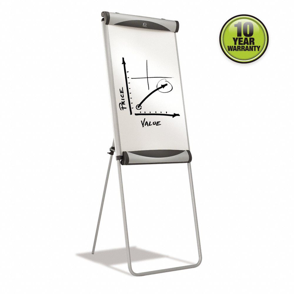 QUARTET Dry Erase Board Easel Mounted, 39 in Dry Erase Ht, 27 in Dry