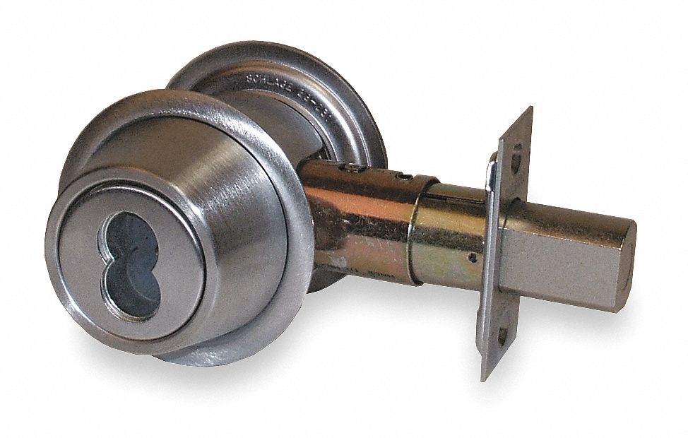 Deadbolt Lock: Cylindrical, Core Not Included, SFIC, 1 3/8 in Door Thick - Max, Chrome