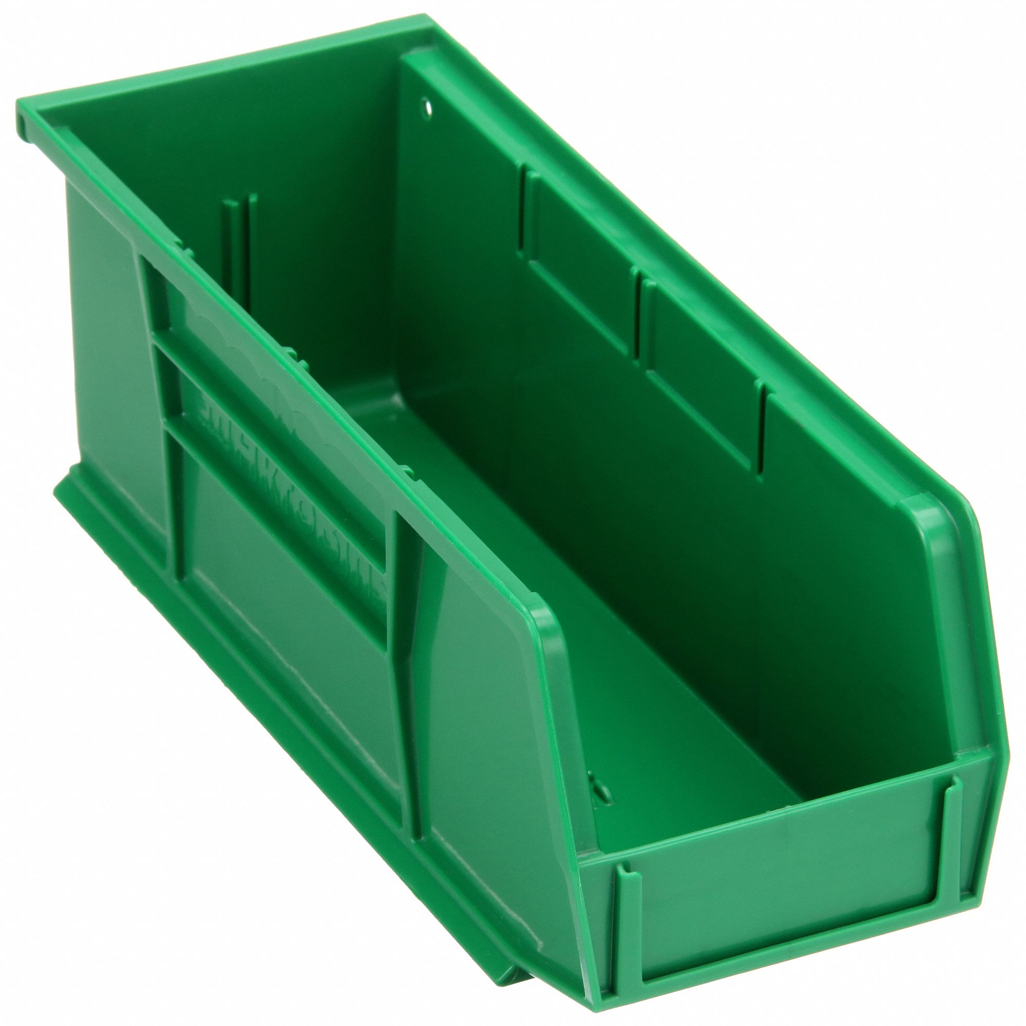 HANG AND STACK BIN, 4⅛ IN X 10⅞ IN X 4 IN, GREEN, LABEL HOLDERS, 30 LB LOAD CAPACITY