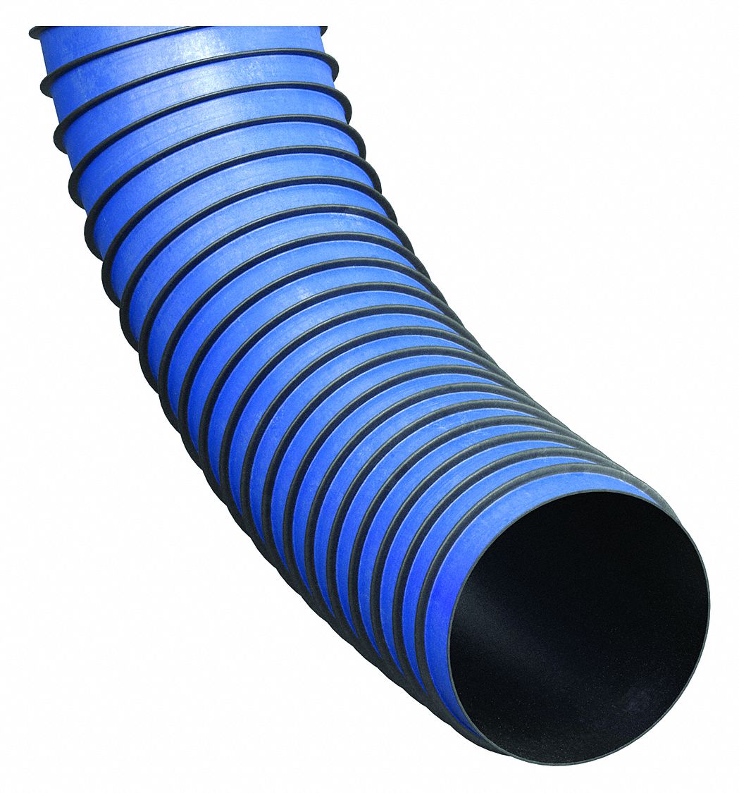 INDUSTRIAL DUCTING HOSE: 10 IN HOSE ID, 25 FT HOSE LG, 8 PSI, 7.1 IN BEND RADIUS, TPE