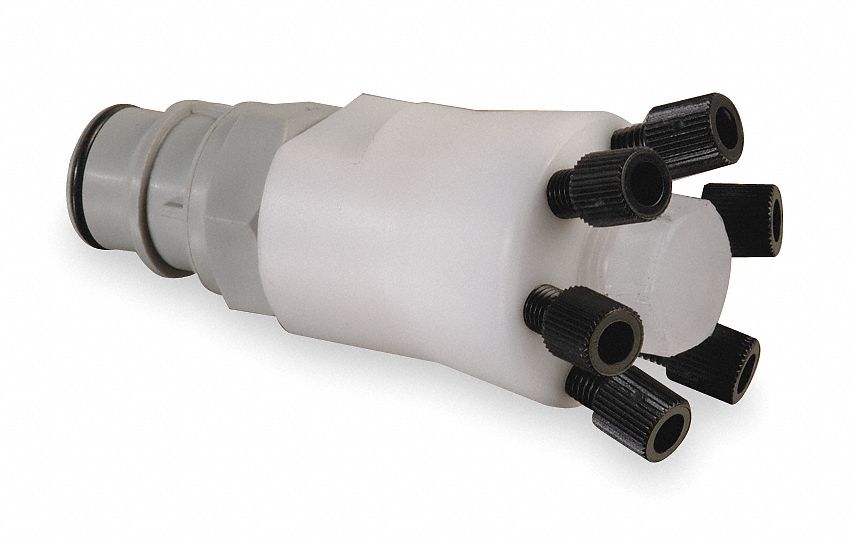 MANIFOLD W/POLY FITTING, POLYPROPYLENE, 4½ IN H, FOR HPLC WASTE COLLECTION VESSELS