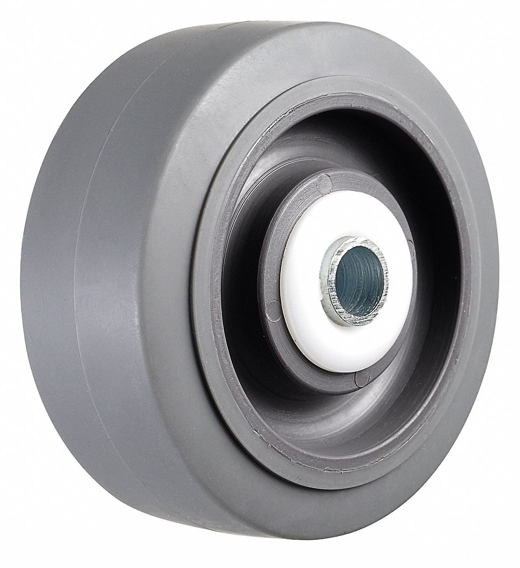 Nonmarking Rubber Tread on Plastic Core Wheel: 3 1/2 in Wheel Dia., 0 to 299 lb