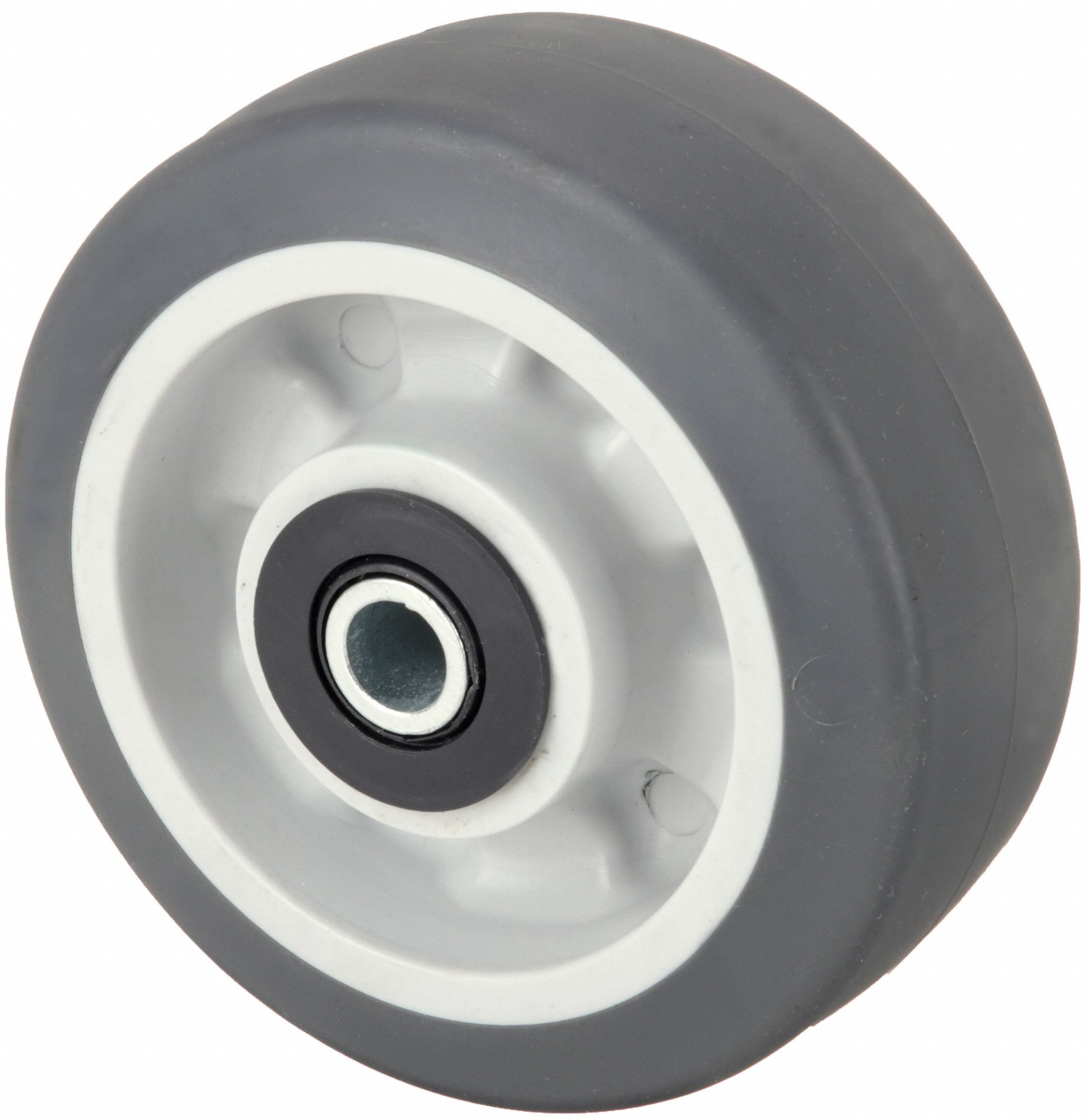 NONMARKING RUBBER TREAD ON ALUMINUM CORE WHEEL, 5 IN WHEEL DIAMETER, 2 IN WHEEL W