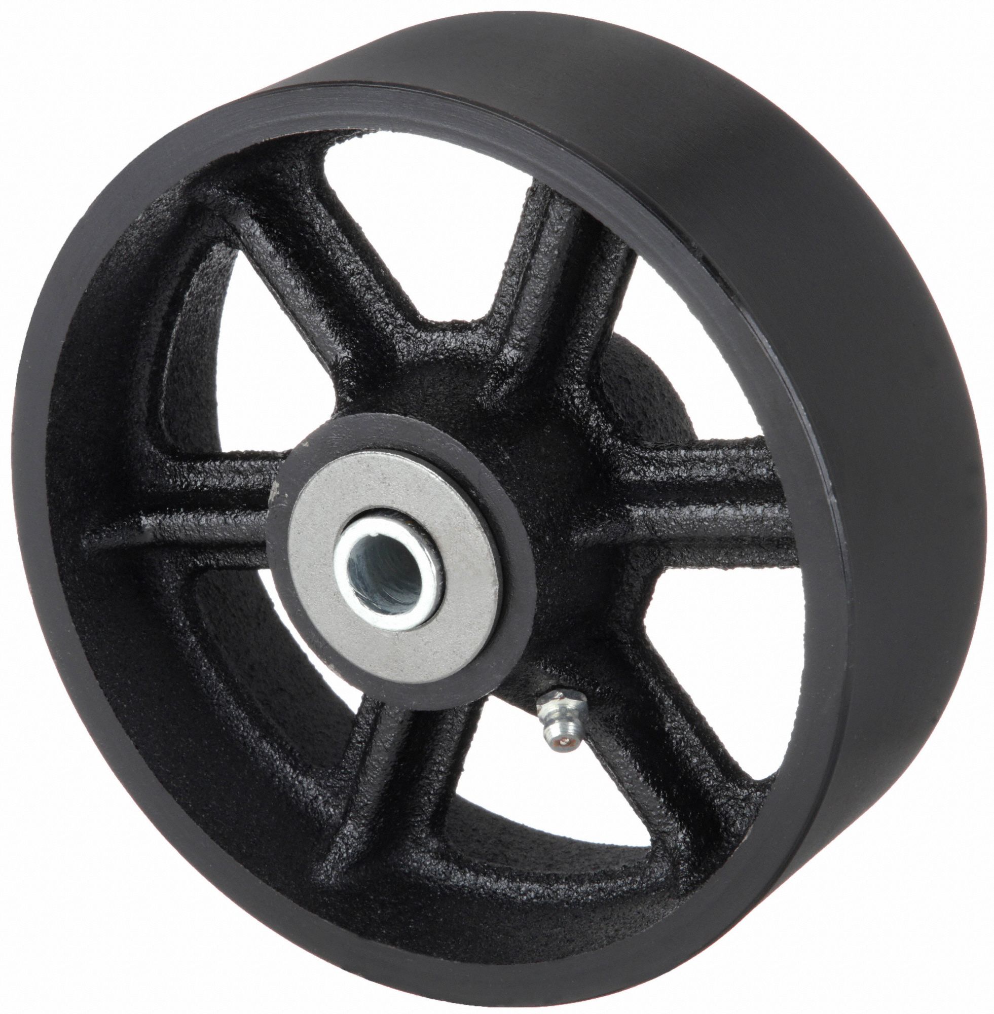 IRON TREAD WHEEL, 6 IN WHEEL DIAMETER, 2 IN WHEEL W, 1,200 LB LOAD RATING, EXTRA HARD