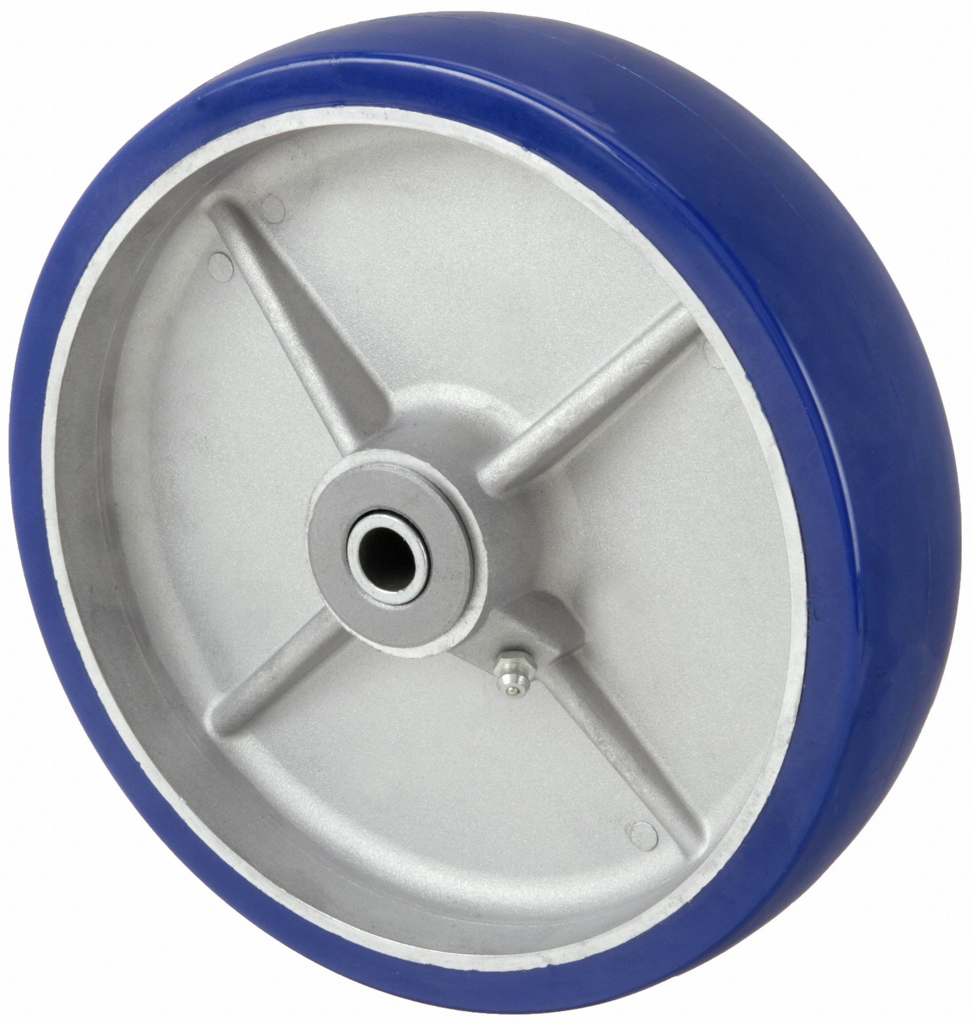 POLYURETHANE TREAD ON ALUMINUM CORE WHEEL, 8 IN WHEEL DIAMETER, 2½ IN WHEEL W, BLUE