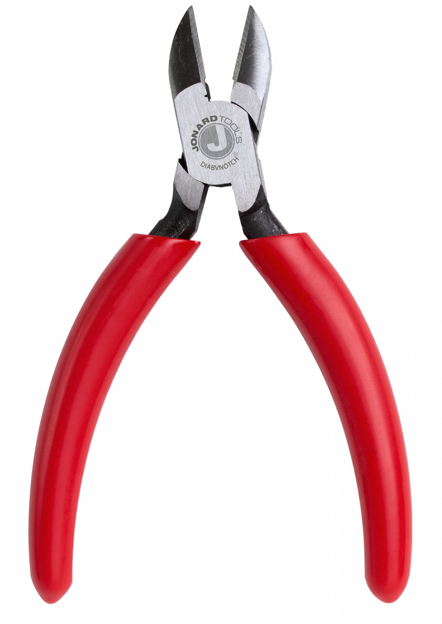Jonard DIABVNOTCH Diagonal Plier - 6-3/16 Inch Crushing And Slitting Tool With Red Handle
