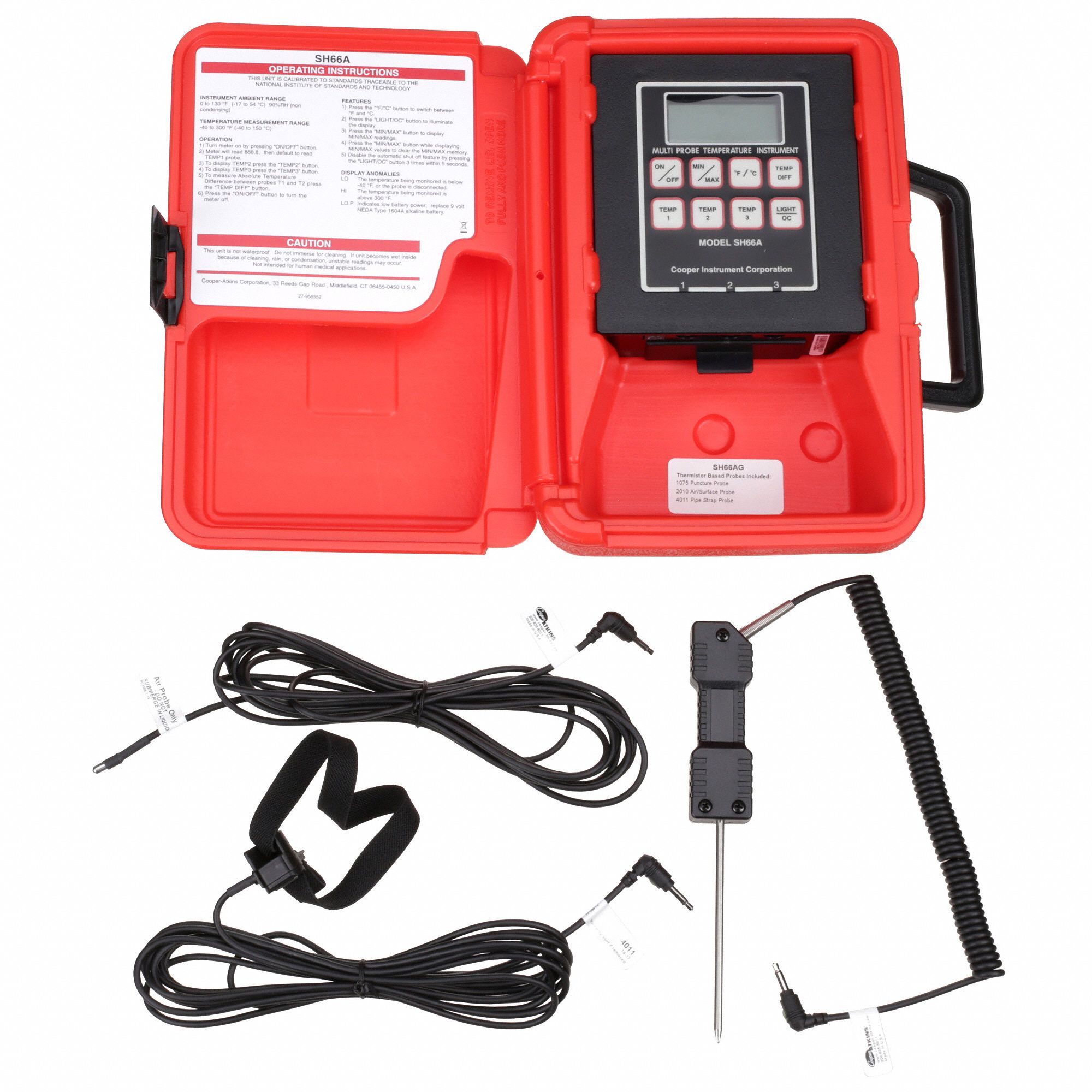 COOPER ATKINS Thermistor Thermometer, Thermistor, Number of Channels 3 2T618SH66A Grainger