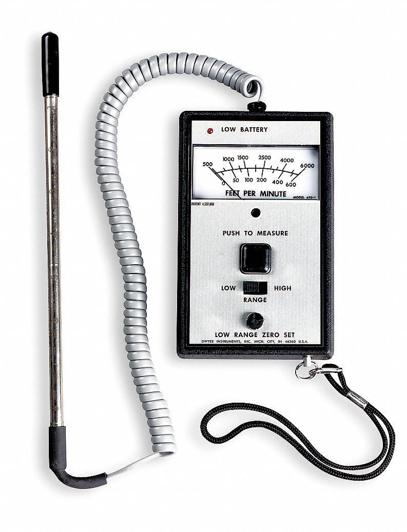 Anemometer, 0 to 600,500 to 6000 Velocity (FPM) Grainger