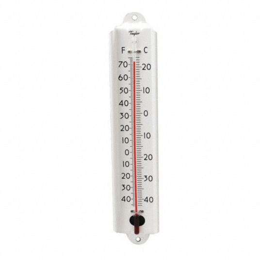 TAYLOR Analog Thermometer: Wall-Mount, to 70°F/-40° to 20°C, 12 H x in D, 1°F - 2T705|1106 -