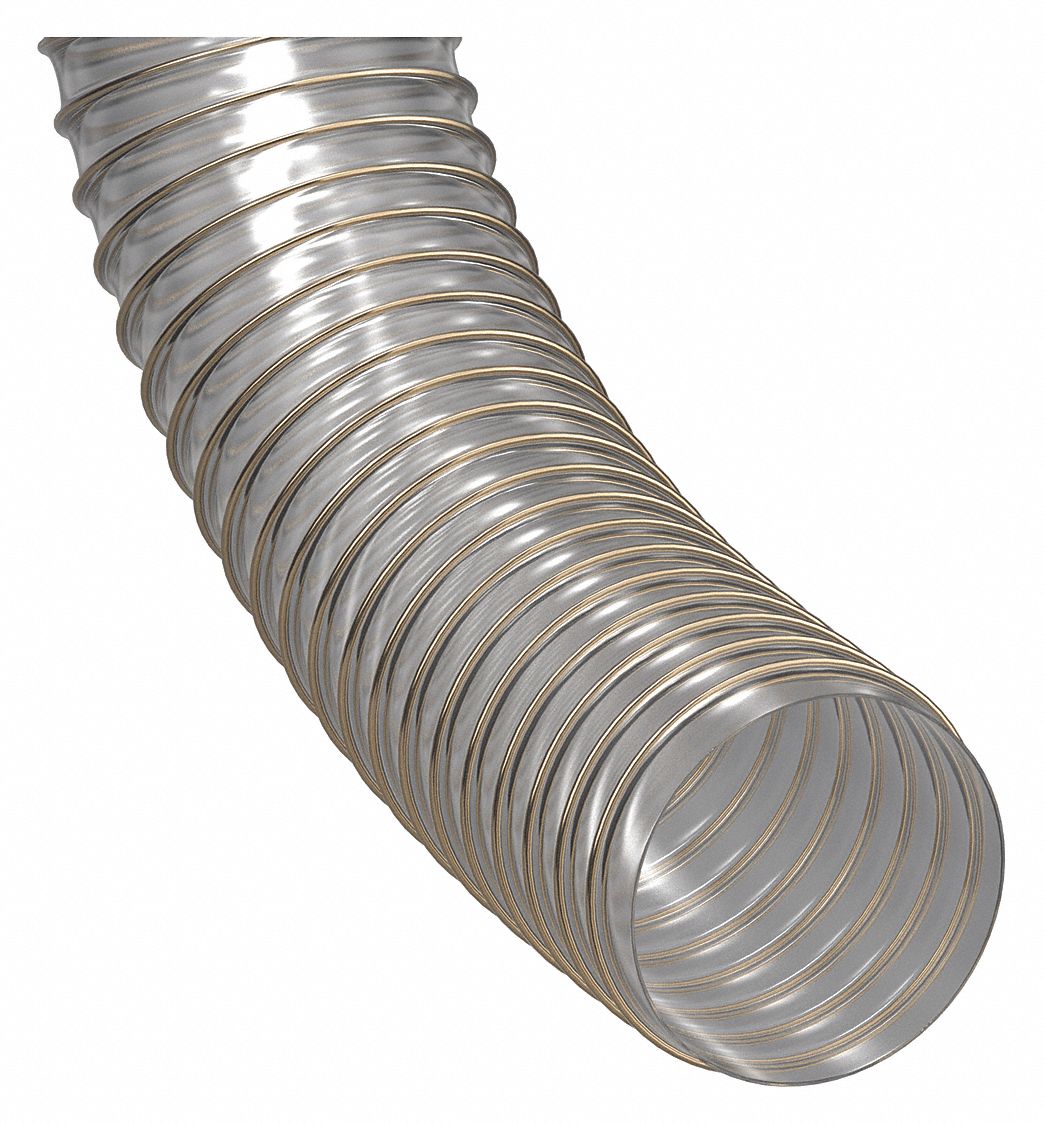 INDUSTRIAL DUCTING HOSE: 10 IN HOSE ID, 25 FT HOSE LG, 10 PSI, 9 IN BEND RADIUS, CLEAR