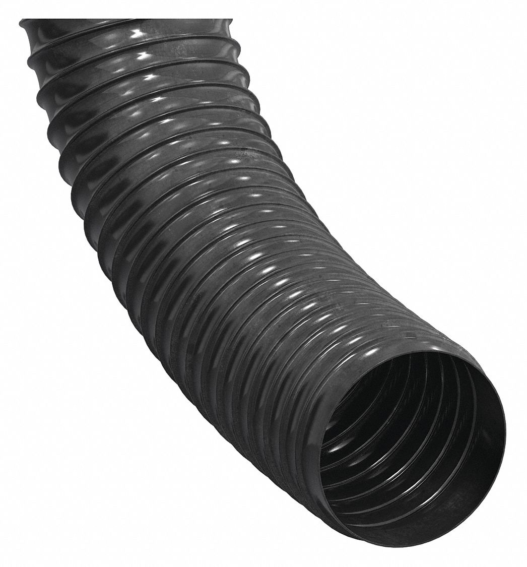 INDUSTRIAL DUCTING HOSE: 5 IN HOSE ID, 25 FT HOSE LG, 14 PSI, 4 IN BEND RADIUS, BLACK