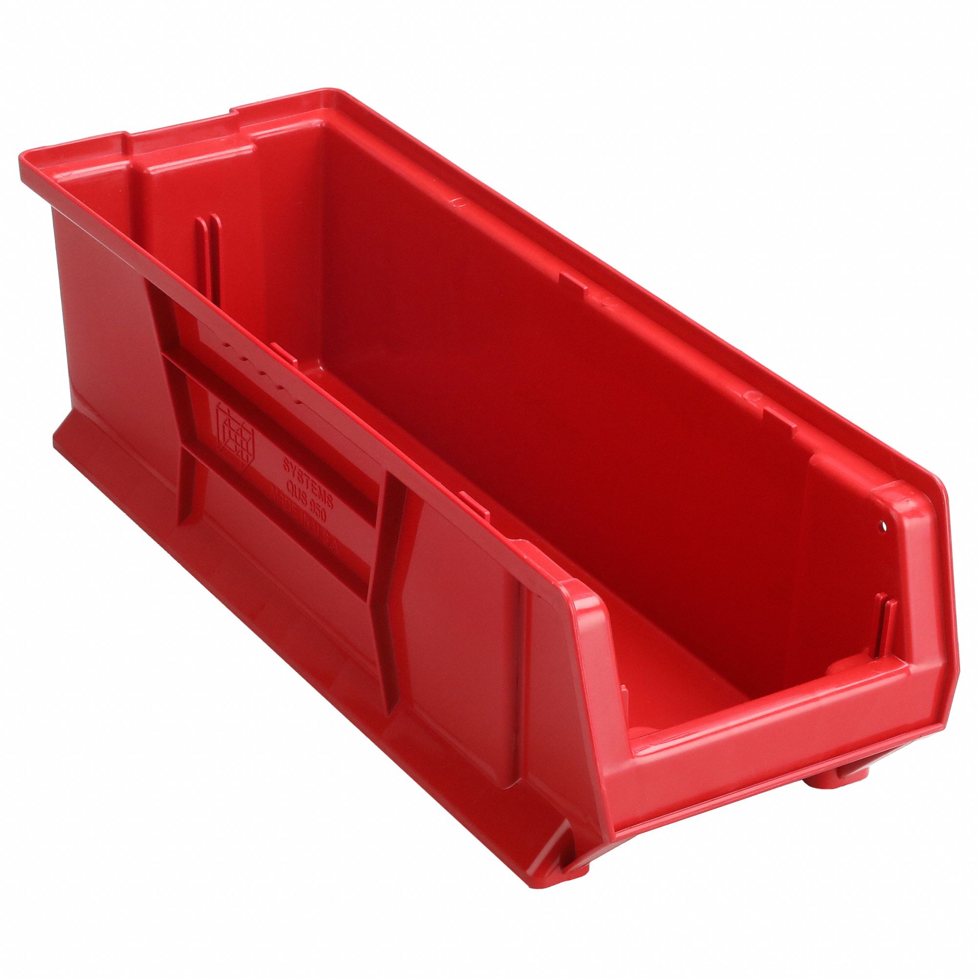 Bin: 23 7/8 in Overall Lg, 8 1/4 in x 7 in, Red, Stacking Capable