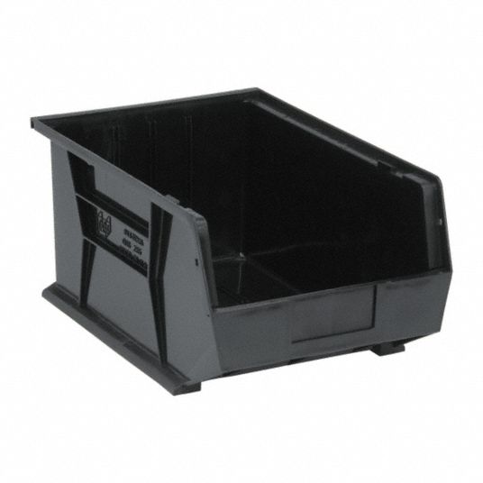 QUANTUM STORAGE SYSTEMS ESD Conductive Bin, Black, 16 in Outside Length