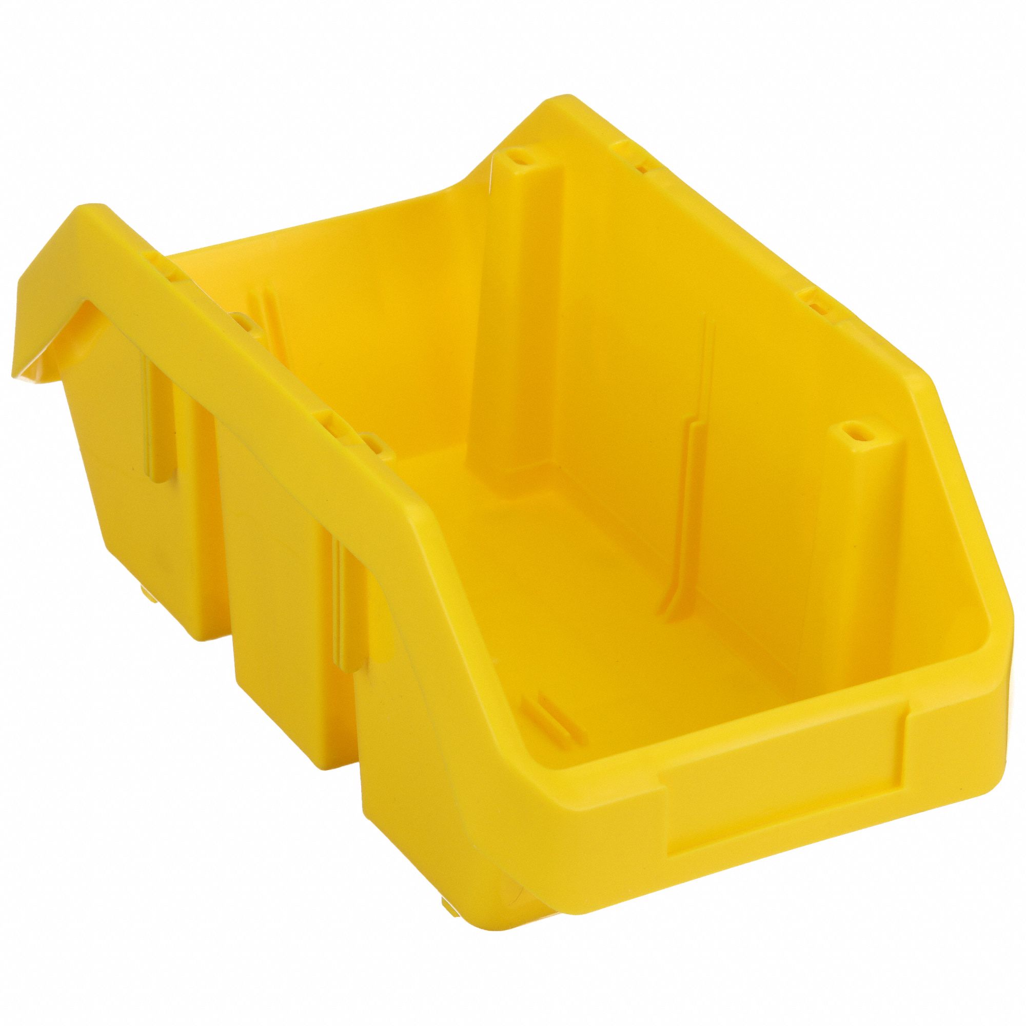Cross-Stacking Bin: 6 5/8 in x 12 1/2 in x 5 in, Yellow, 75 lb Load Capacity