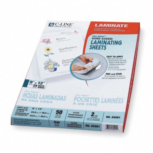 C-LINE PRODUCTS, Letter, 12 in Lg, Heat Free Laminating Sheets -  2TDC6