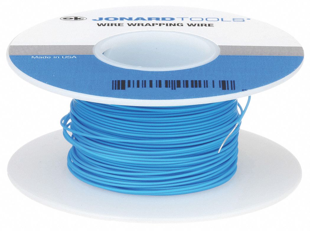 SPOOLED WRAPPING WIRE, 30 AWG WIRE SIZE, KYNAR, 100 FT L, BLUE