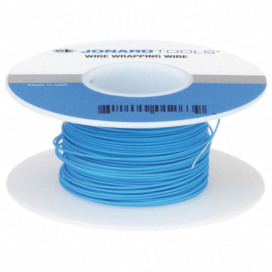 OK INDUSTRIES Spooled Wrapping Wire: 26 AWG Wire Size, Kynar(R), 100 ft Lg,  Blue
