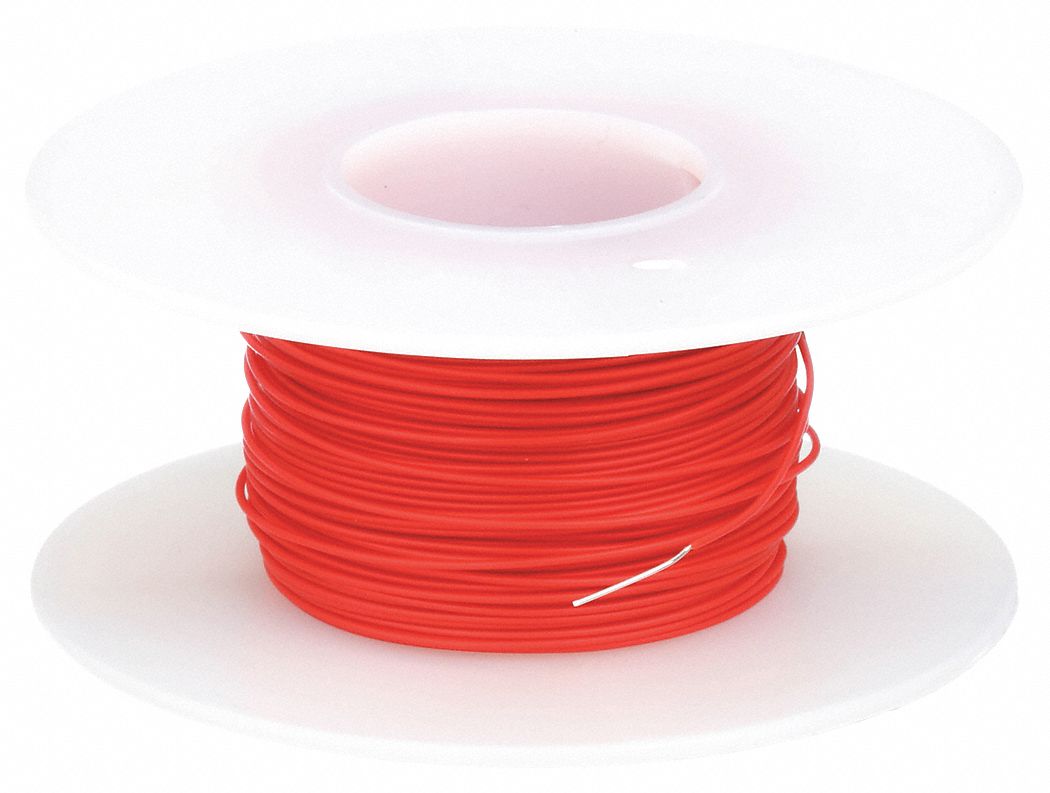 SPOOLED WRAPPING WIRE, 28 AWG WIRE SIZE, KYNAR, 100 FT L, RED