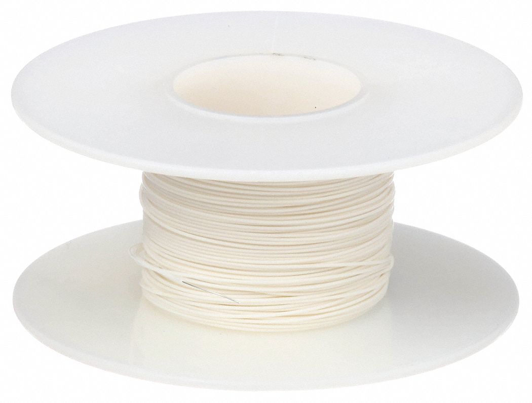 SPOOLED WRAPPING WIRE, 28 AWG WIRE SIZE, KYNAR, 100 FT L, WHITE