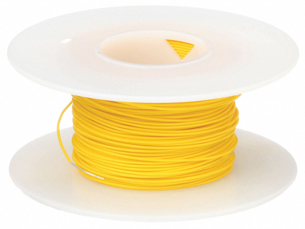 SPOOLED WRAPPING WIRE, 26 AWG WIRE SIZE, KYNAR, 100 FT L, YELLOW