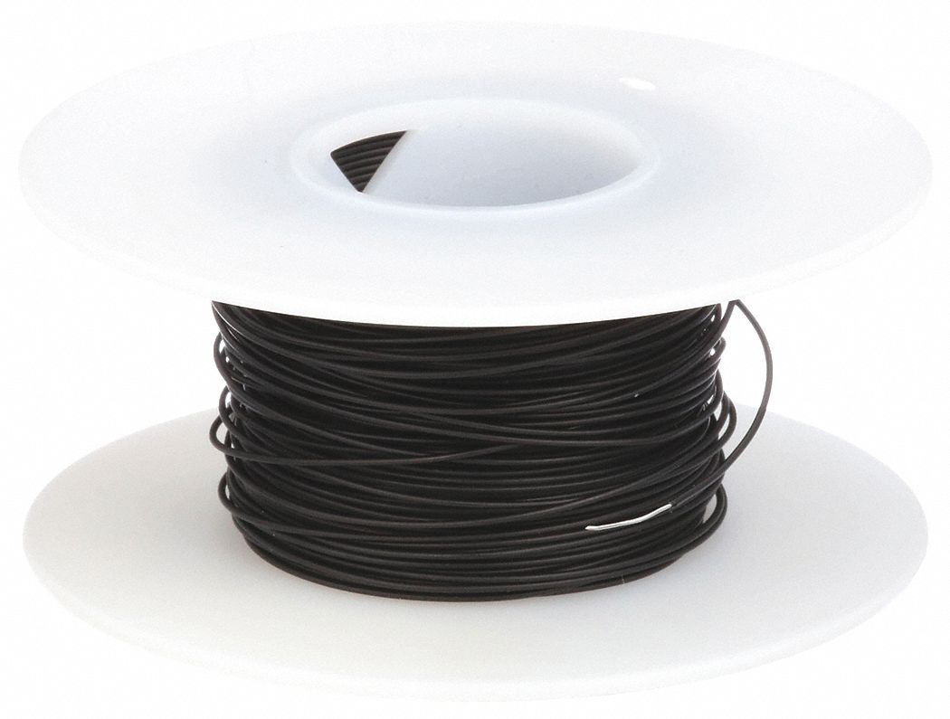 SPOOLED WRAPPING WIRE, 30 AWG WIRE SIZE, KYNAR, 100 FT L, BLACK