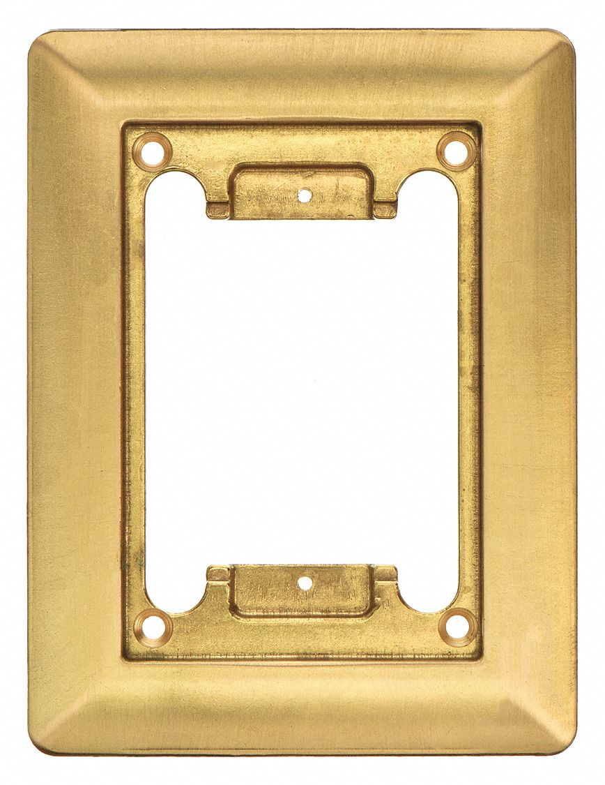 Floor Box Cover: Rectangular, Gold, Brass, Brushed, 4 5/8 in L x 6 1/8 in W x 9/16 in H