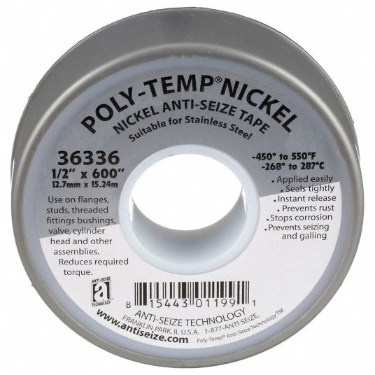 ANTISEIZE TECH., POLYTEMP® Nickel, Extra HD, AntiSeize Tape 2TE4436336 Grainger