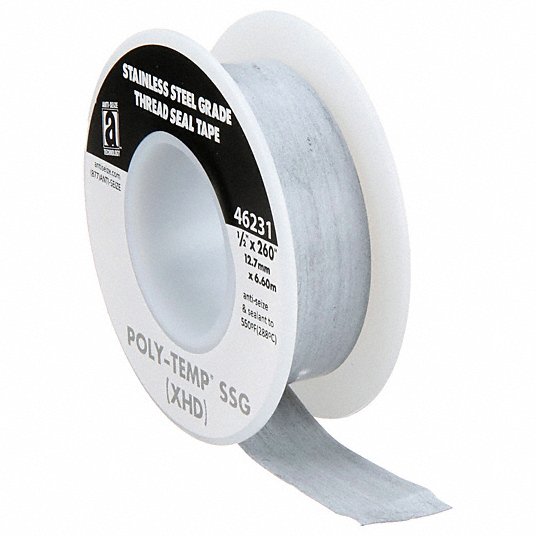 Pack of 5 ANTI-SEIZE TECHNOLOGY 46231 Silver PTFE Poly-Temp Stainless Steel Grade Extra Heavy Duty Tape 0.5 Width 260 Length 
