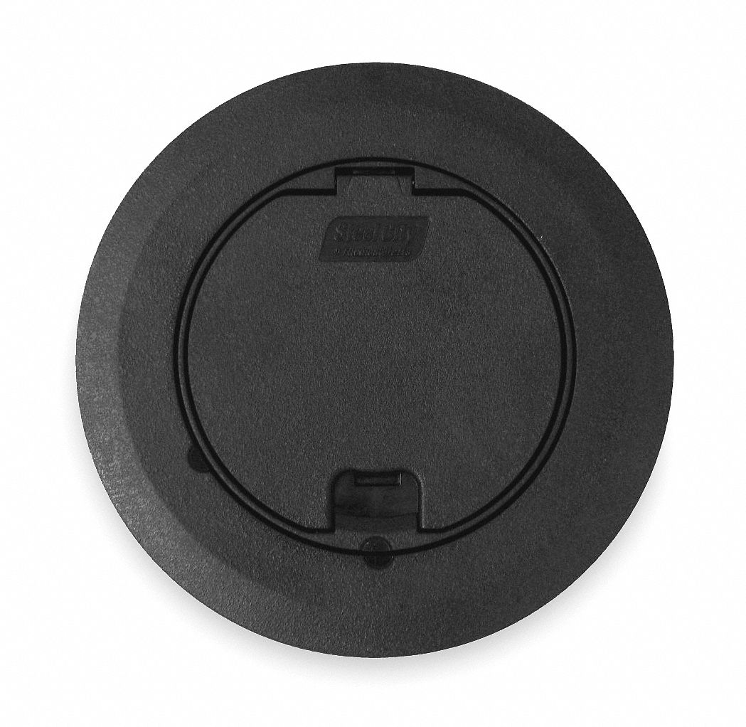 Floor Box Cover and Carpet Flange: Round, 6 3/4 in Lg, 3 3/8 in Wd