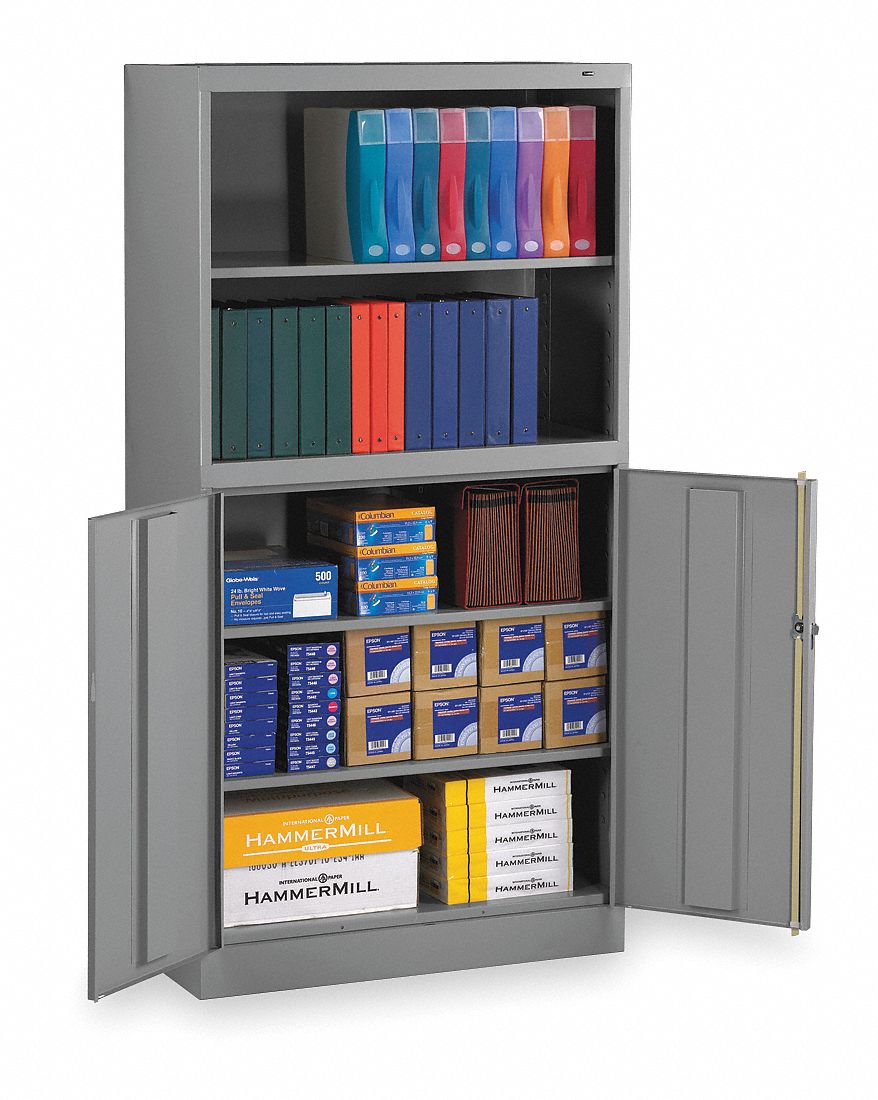 2TER1 - D4884 Bookcase Storage Cabinet Medium Gray