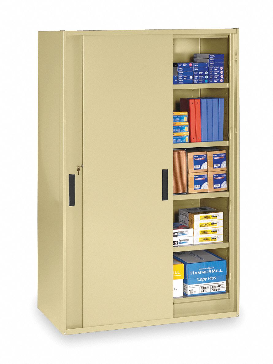 STORAGE CABINET, 48 IN X 27 IN X 78 IN, RECESSED PULL HANDLE & KEYED, 22 GA PANEL THICK