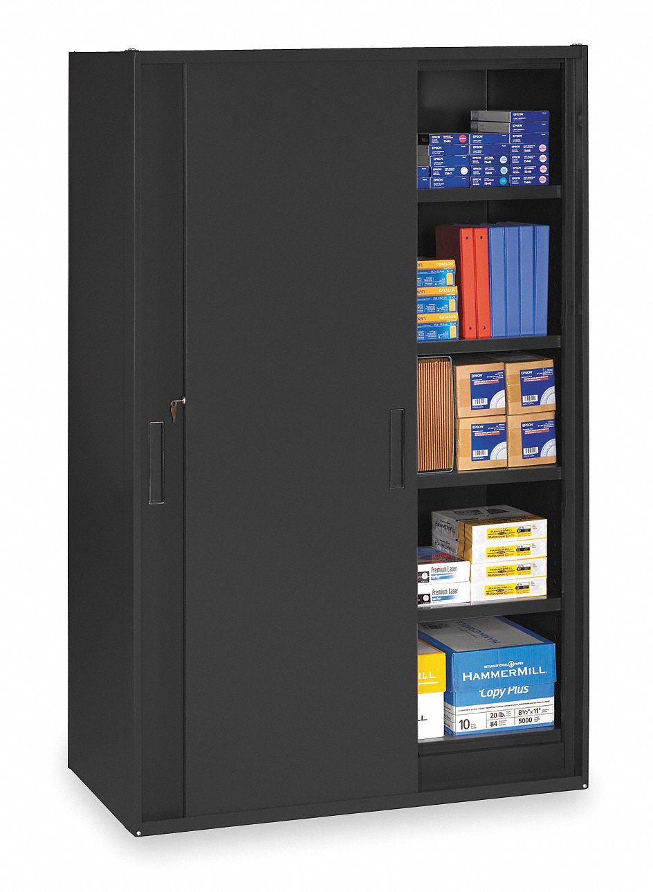 STORAGE CABINET, 48 IN X 27 IN X 78 IN, RECESSED PULL HANDLE & KEYED, 22 GA PANEL THICK